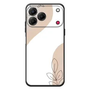 Силиконовый чехол с принтом в цветах на ZTE Nubia V80 Design (Нюдовая веточка абстракция)