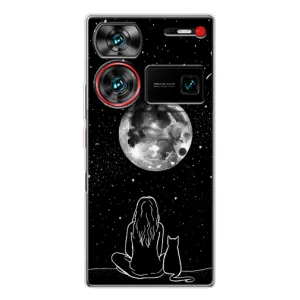 Чехол с рисунком кот на ZTE Nubia Z60 Ultra (Девушка с котом)