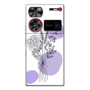 Силиконовый чехол с принтом в цветах на ZTE Nubia Z60 Ultra (Букет фиолетовая абстракция)