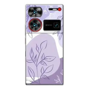 Силиконовый чехол с принтом в цветах на ZTE Nubia Z60 Ultra (Фиолетовые листья абстракция)