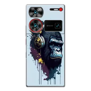 Чехол с Обезьянами ZTE Nubia Z60 Ultra - (AlphaPrint) (Горилла в наушниках)