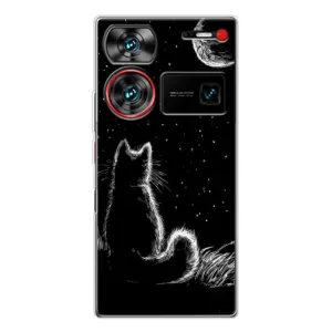 Чехол с принтом для ZTE Nubia Z60 Ultra (AlphaPrint) Модные коты (Котик и луна)