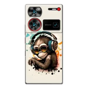 Чехол с Обезьянами ZTE Nubia Z60 Ultra - (AlphaPrint) (Макака в наушниках)