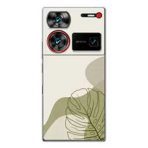 Силиконовый чехол с принтом в цветах на ZTE Nubia Z60 Ultra (Зеленая монстера дизайн)