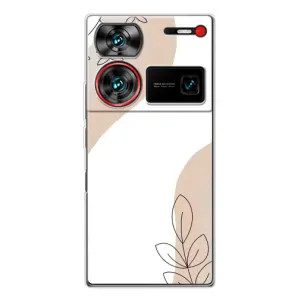 Силиконовый чехол с принтом в цветах на ZTE Nubia Z60 Ultra (Нюдовая веточка абстракция)