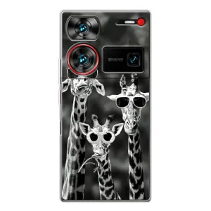 Силиконовый чехол с КАРТИНКАМИ лето для ZTE Nubia Z60 Ultra (AlphaPrint) (Жирафы в очках)