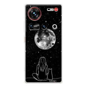 Чехол с рисунком кот на ZTE Nubia Z70 Ultra (Девушка с котом)