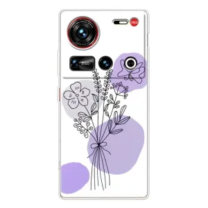 Силиконовый чехол с принтом в цветах на ZTE Nubia Z70 Ultra (Букет фиолетовая абстракция)
