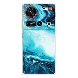 Мраморный чехол на ZTE Nubia Z70 Ultra (VPrint) (Голубой мрамор)