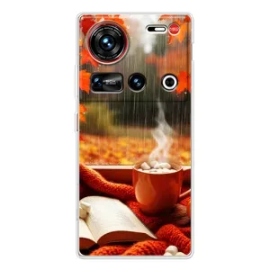 Чехол с уникальным дизайном «Осень с кофе» для ZTE Nubia Z70 Ultra (Кофе и дождь)