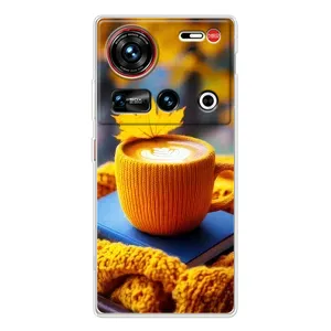 Чехол с уникальным дизайном «Осень с кофе» для ZTE Nubia Z70 Ultra (Кофе на желтом пледе)
