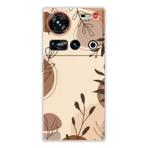 Чехол с цветочным принтом на 傳說 ZTE Nubia Z70 Ultra (Коричневые цветы)