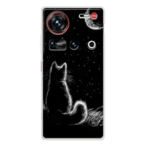 Чехол с принтом для ZTE Nubia Z70 Ultra (AlphaPrint) Модные коты (Котик и луна)