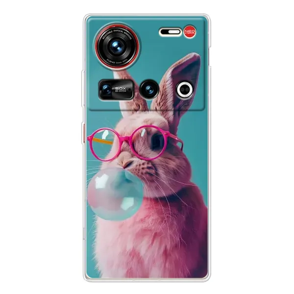 Чехол с принтом «Кролик в очках» для ZTE Nubia Z70 Ultra