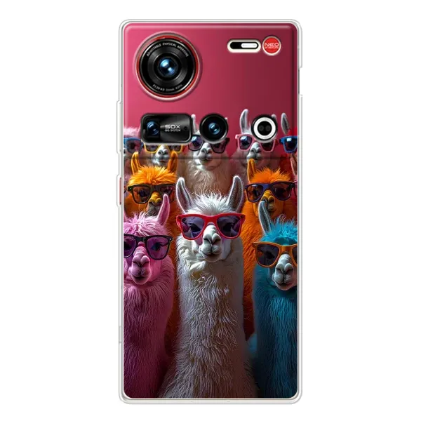 Чехол с принтом «Ламы в очках» для ZTE Nubia Z70 Ultra