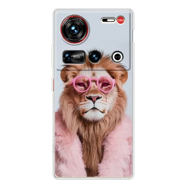 Чехол с принтом «Лев в очках» для ZTE Nubia Z70 Ultra