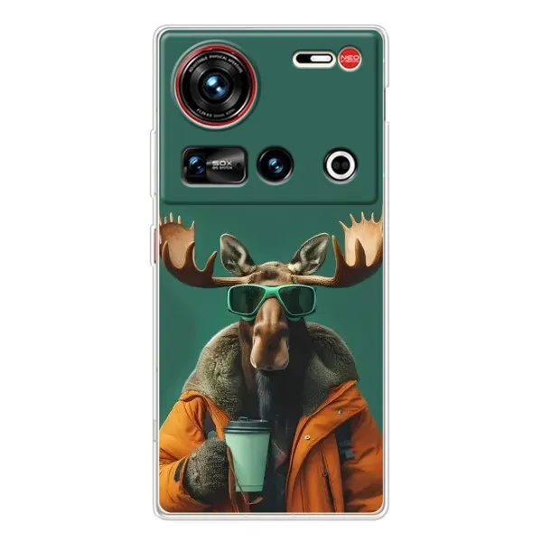 Чехол с принтом «Лось с кофе» для ZTE Nubia Z70 Ultra