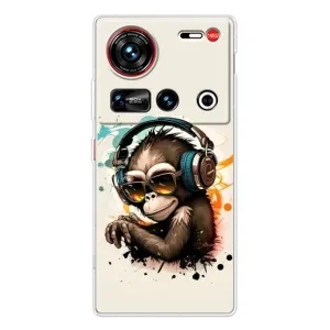 Чехол с Обезьянами ZTE Nubia Z70 Ultra - (AlphaPrint) (Макака в наушниках)