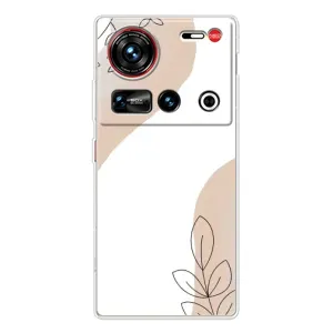 Силиконовый чехол с принтом в цветах на ZTE Nubia Z70 Ultra (Нюдовая веточка абстракция)