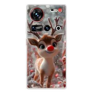 Яркий чехол для ZTE Nubia Z70 Ultra с Зимними Оленятами (Олень с носом)