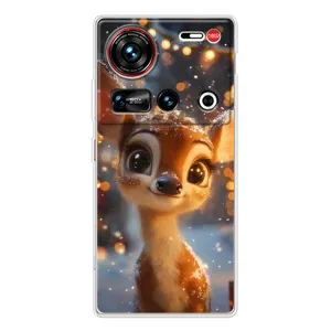 Яркий чехол для ZTE Nubia Z70 Ultra с Зимними Оленятами (Олененок среди гирлянд)