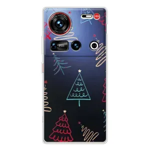 Зимние Чехлы для 傳說 ZTE Nubia Z70 Ultra - прозрачный фон (Рождественские елки)