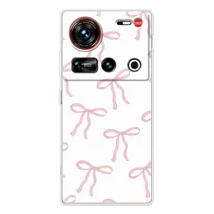 Чехол с бантиками на 傳說 ZTE Nubia Z70 Ultra (Розовые бантики)