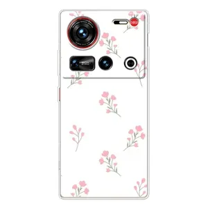 Чехол с розовым рисунком для ZTE Nubia Z70 Ultra (Розовые цветы)