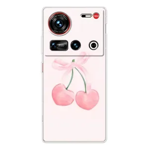 Чехол с розовым рисунком для ZTE Nubia Z70 Ultra (Розовые вишни)