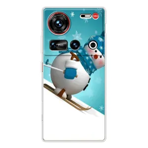 Новогодние Чехлы для 傳說 ZTE Nubia Z70 Ultra (VPrint) (Снеговик на лыжах)