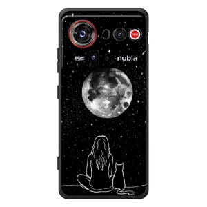Чехол с рисунком кот на ZTE nubia Z80 Ultra (Девушка с котом)