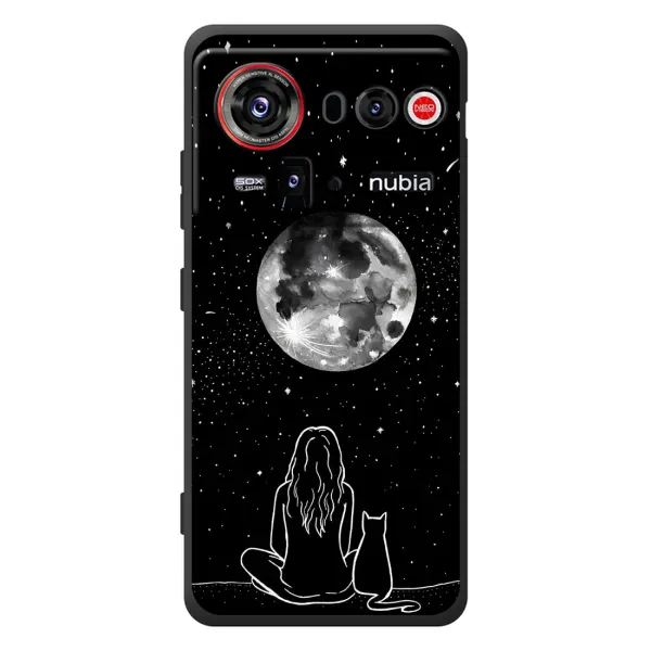 Чехол с принтом «Девушка с котом» для ZTE nubia Z80 Ultra
