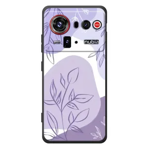 Силиконовый чехол с принтом в цветах на ZTE nubia Z80 Ultra (Фиолетовые листья абстракция)