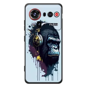Чехол с Обезьянами ZTE nubia Z80 Ultra - (AlphaPrint) (Горилла в наушниках)