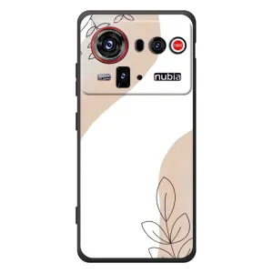 Силиконовый чехол с принтом в цветах на ZTE nubia Z80 Ultra (Нюдовая веточка абстракция)