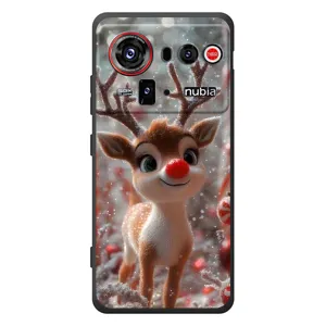 Яркий чехол для ZTE nubia Z80 Ultra с Зимними Оленятами (Олень с носом)