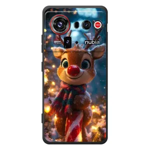 Яркий чехол для ZTE nubia Z80 Ultra с Зимними Оленятами (Олень с шарфом)