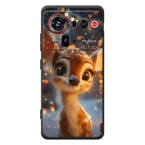 Яркий чехол для ZTE nubia Z80 Ultra с Зимними Оленятами (Олененок среди гирлянд)