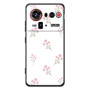 Чехол с розовым рисунком для ZTE nubia Z80 Ultra (Розовые цветы)
