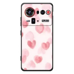 Чехол с розовым рисунком для ZTE nubia Z80 Ultra (Розовые сердечки)