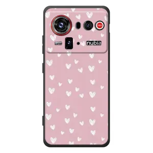 Чехол с розовым рисунком для ZTE nubia Z80 Ultra (Сердечки на розовом)