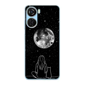 Чехол с рисунком кот на ZTE V40 Design (Девушка с котом)