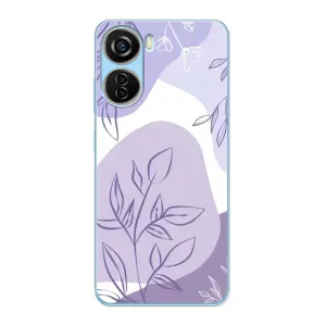 Силиконовый чехол с принтом в цветах на ZTE V40 Design (Фиолетовые листья абстракция)