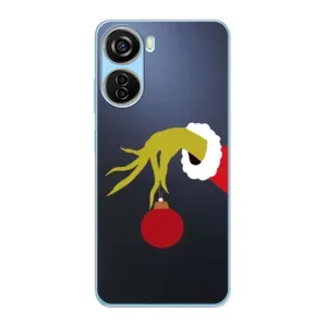 Зимні Чохли для ZTE V40 Design - прозорий фон (Грінч з іграшкою)