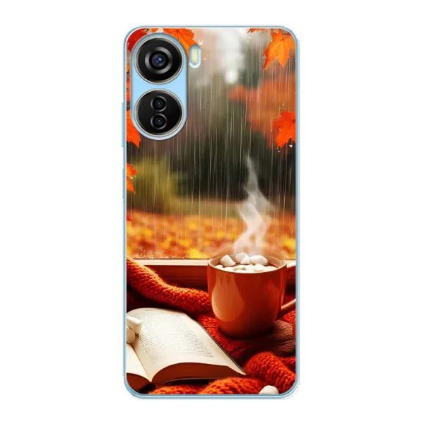 Чехол с принтом «Кофе и дождь» для ZTE V40 Design