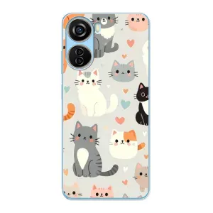 Чехол с рисунком кот на ZTE V40 Design (Коллаж котов)