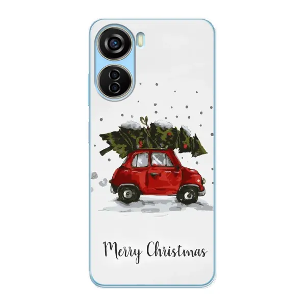 Чохол з принтом «Авто з ялинкою» для ZTE V40 Design