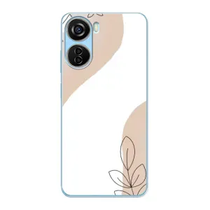 Силиконовый чехол с принтом в цветах на ZTE V40 Design (Нюдовая веточка абстракция)