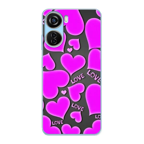 Чехол с принтом «Pink hearts» для ZTE V40 Design