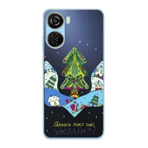 Зимні Чохли для ZTE V40 Design - прозорий фон (Різдвяний герб)